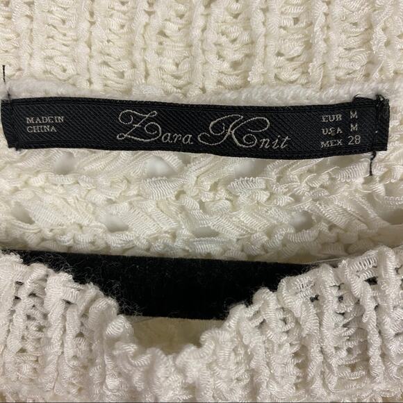 Zara Cream Loose Weave Pullover Sweater Size Medium - Picture 4 of 7